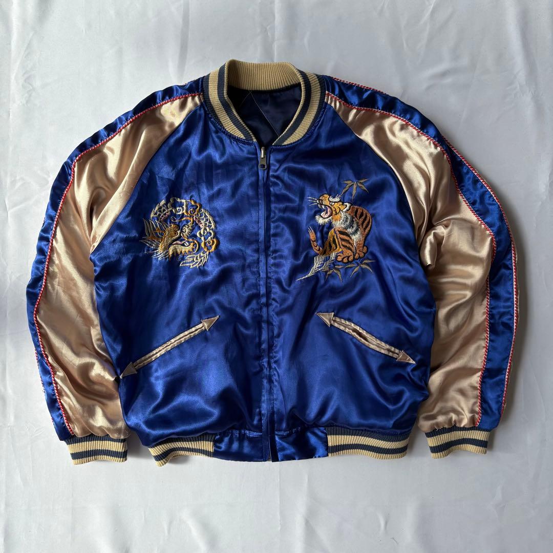 unknown ネイビー ホワイトタイガー ジャパン イーグル スカジャン