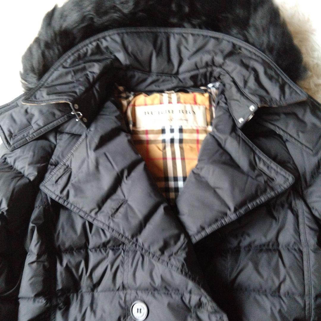 未使用タグ付✨バーバリー　ノバチェックフード　ダウンコート　リアルファー