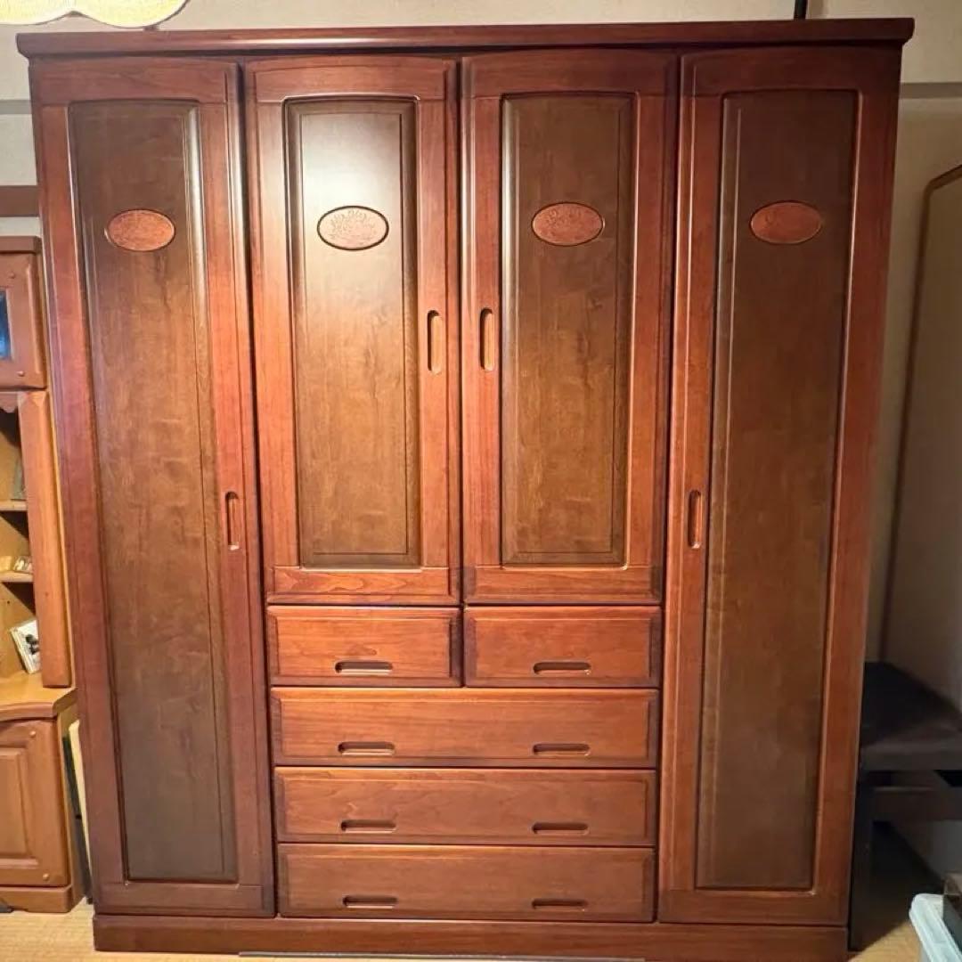 木製チェスト 5引き出し 天然木　ダークブラウン