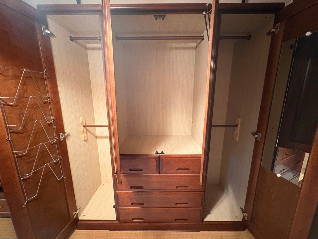 木製チェスト 5引き出し 天然木　ダークブラウン