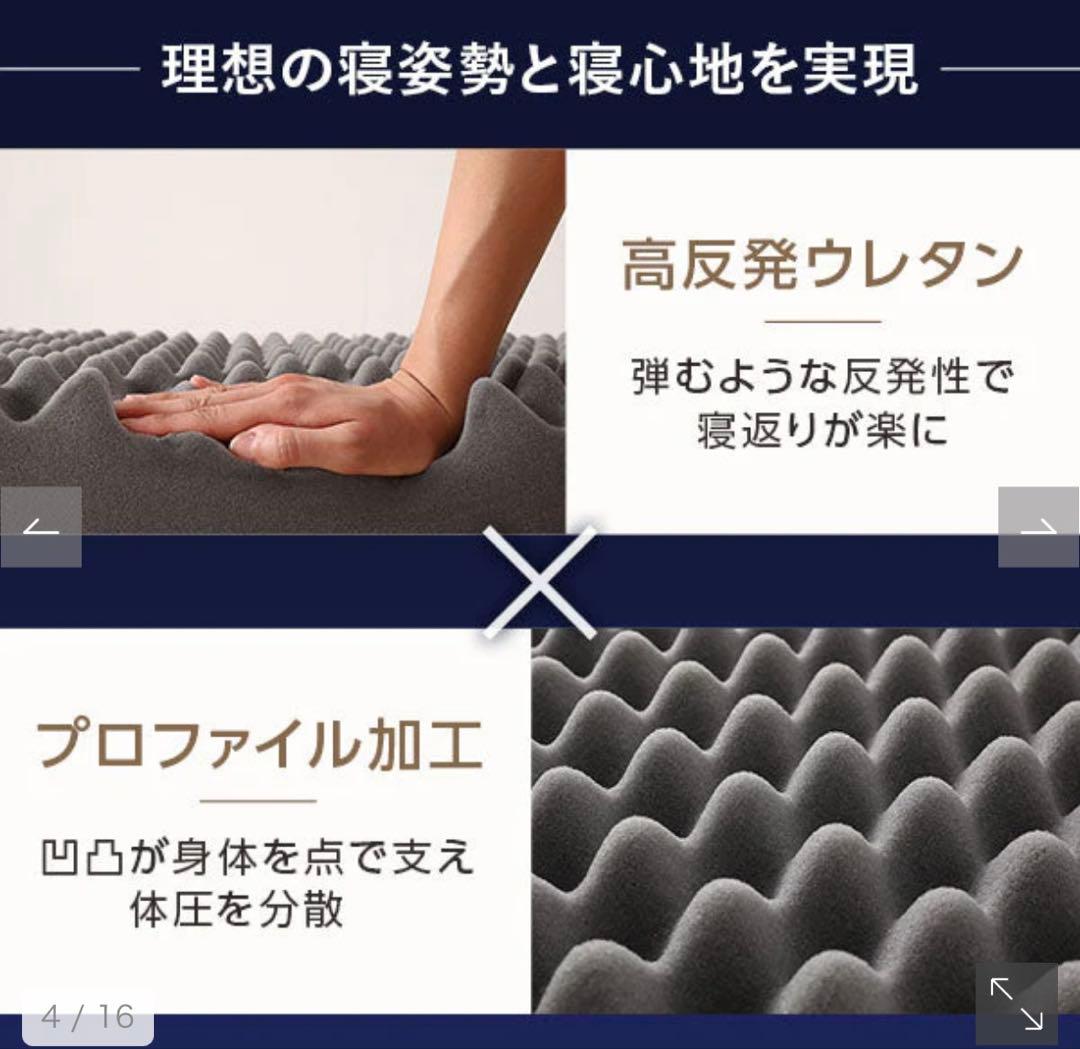 【美品】RASIK ダブルマットレス　三つ折り　12cm厚　グレー