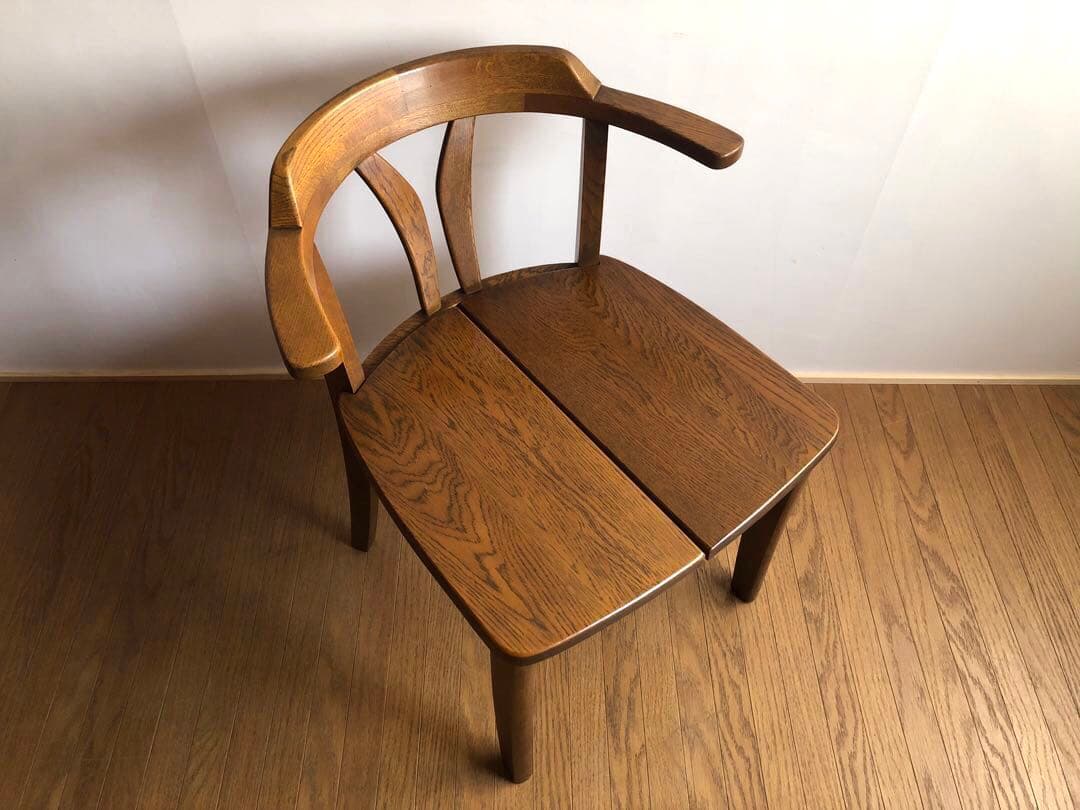 飛騨家具 浜本工芸 アームチェア④ 肘掛け 安楽椅子 楢無垢材 民藝 昭和レトロ