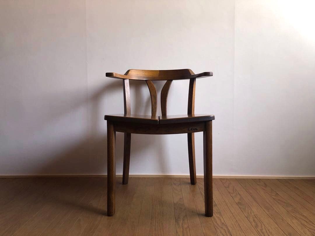 飛騨家具 浜本工芸 アームチェア④ 肘掛け 安楽椅子 楢無垢材 民藝 昭和レトロ