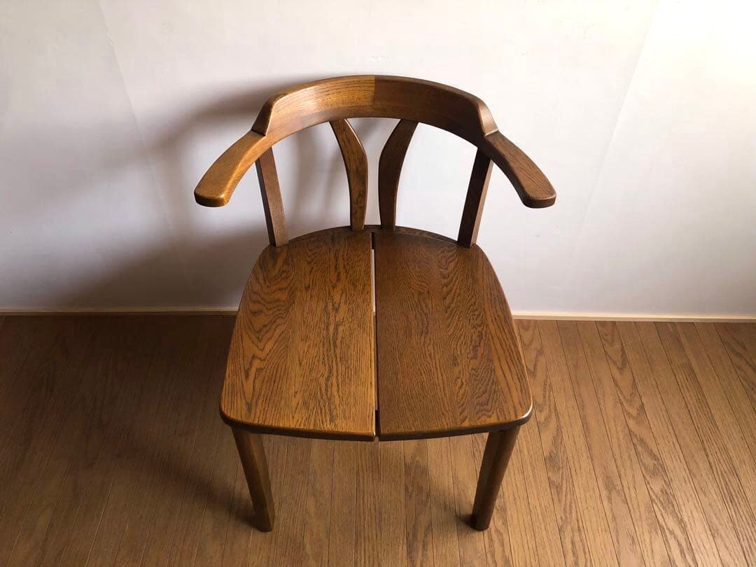 飛騨家具 浜本工芸 アームチェア④ 肘掛け 安楽椅子 楢無垢材 民藝 昭和レトロ