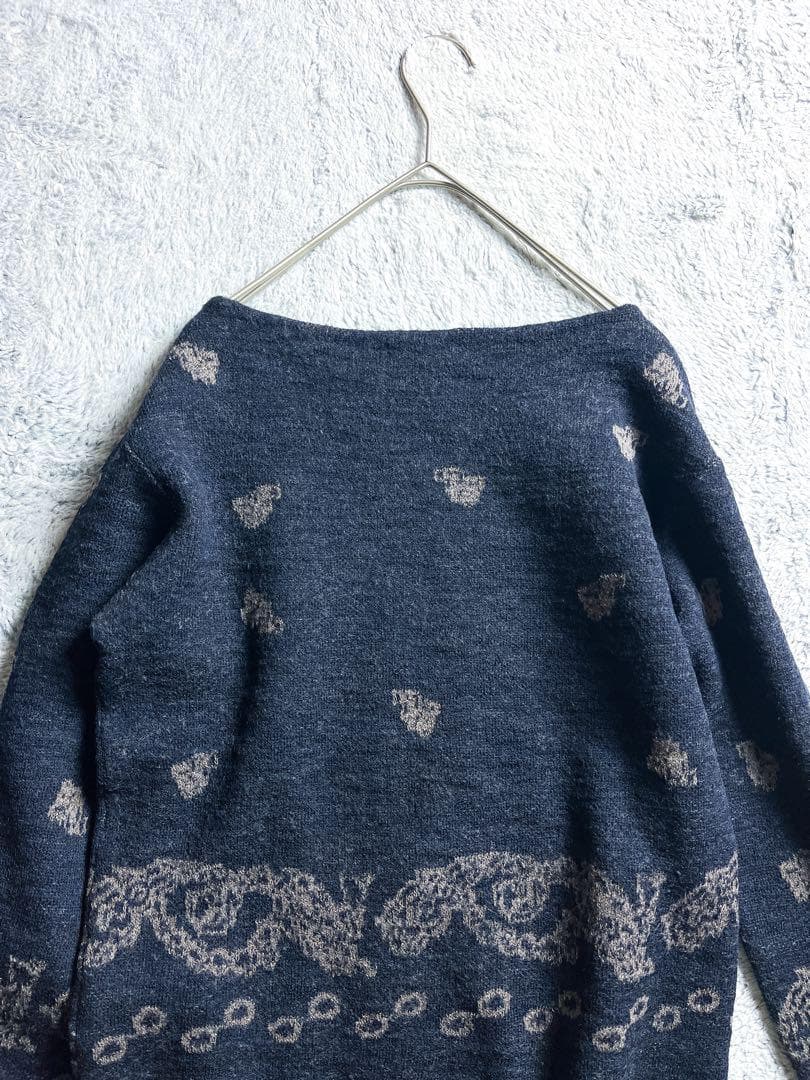 【45R】45rpm ウール100% インディゴ フロート縮絨ニットブラウス 2