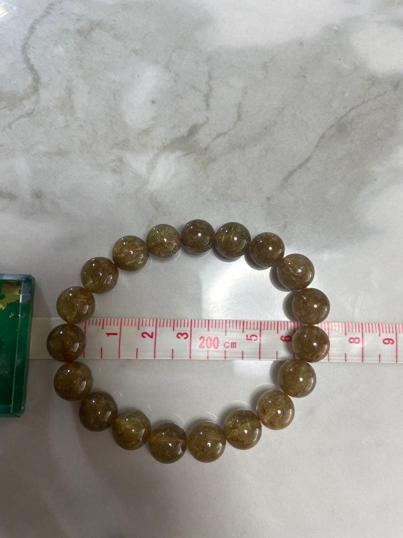 ゴールドルチル ハイグレード タイチンルチルクォーツ 数珠　ブレスレット