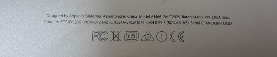 MacBook本体 MacBook Air 13inch2017A1466 8GB SSD128GB