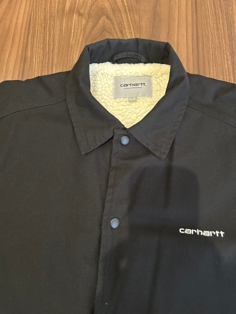 カーハート WIP 裏ボア コーチジャケット 黒 Mサイズ 刺繍ロゴ　値引歓迎