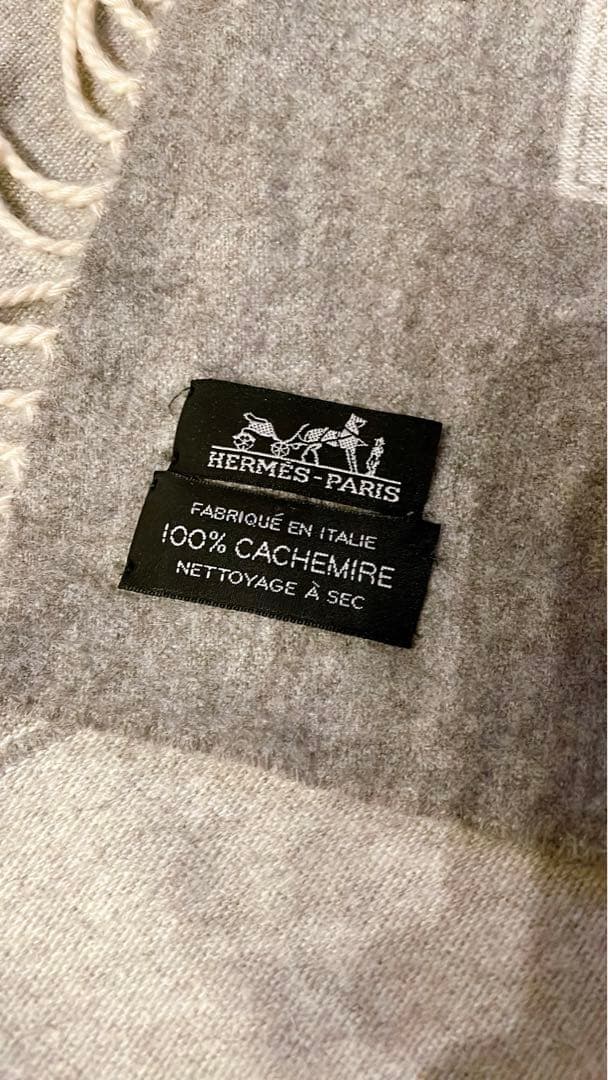 HERMES カシミヤ100% ストール　大判ショール　ブランケット