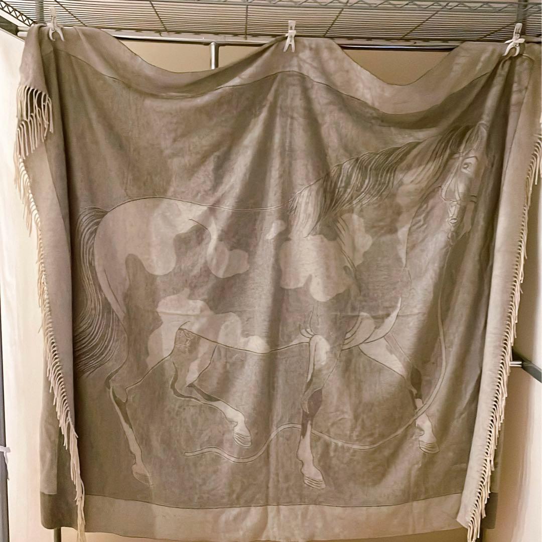 HERMES カシミヤ100% ストール　大判ショール　ブランケット