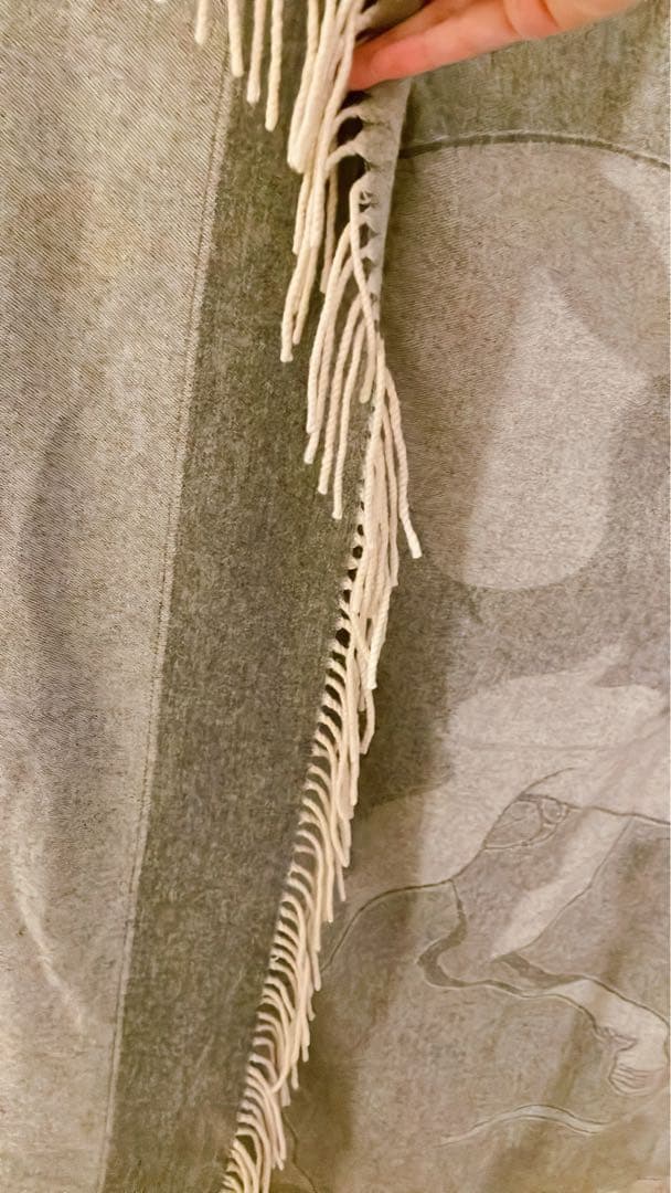 HERMES カシミヤ100% ストール　大判ショール　ブランケット