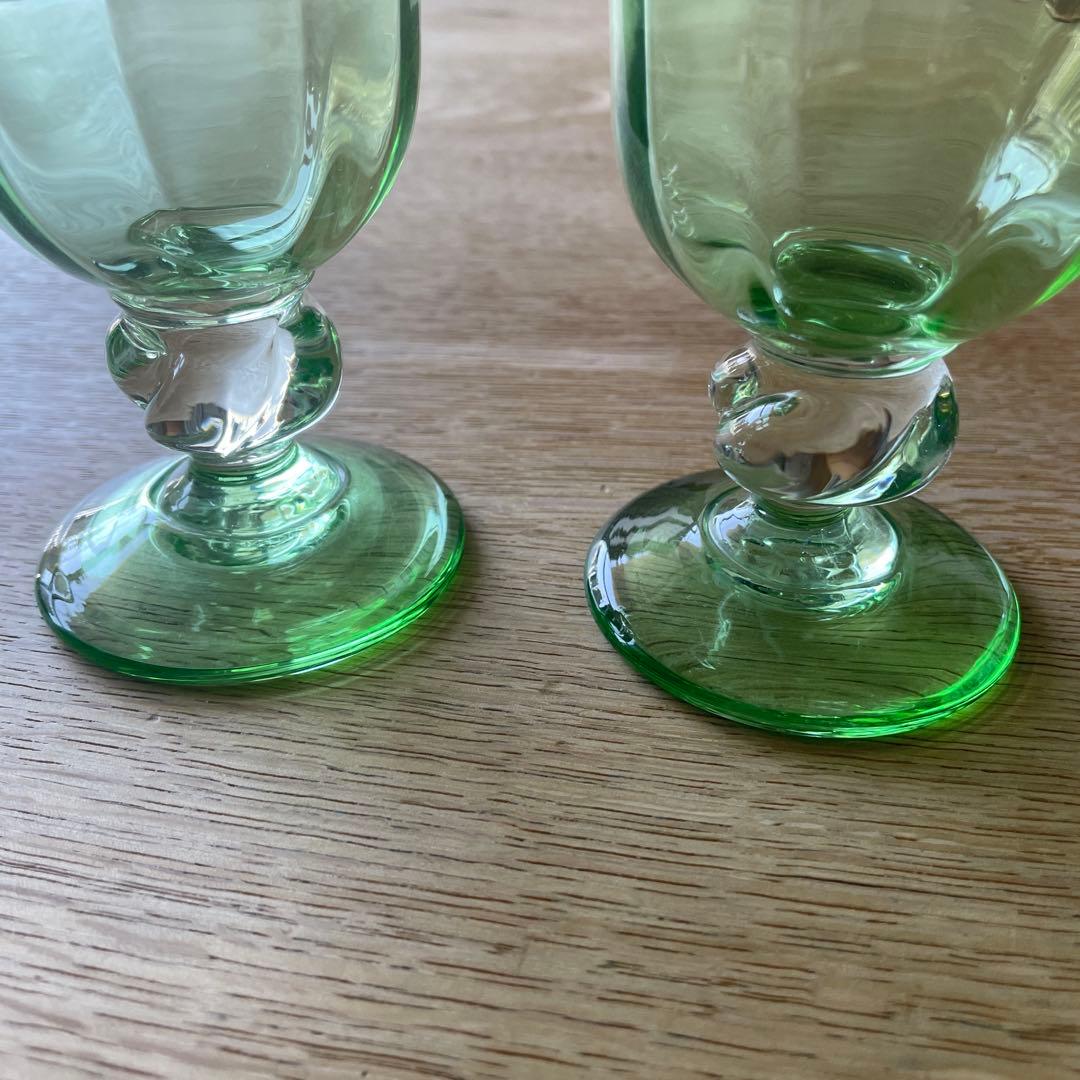 舩木倭帆　ワイングラス　サインなし　吹きガラス　民芸品　2つ