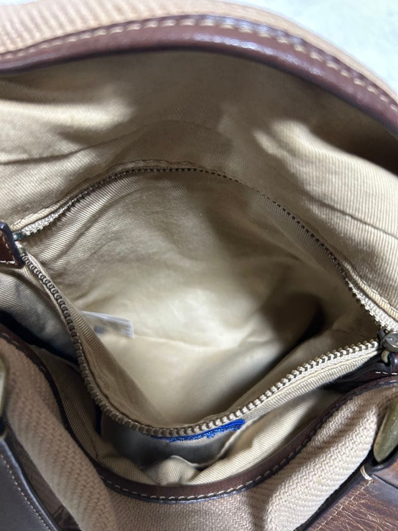 バーバリー ブルーレーベル トートバッグ　ベージュ　キャンバス　牛革