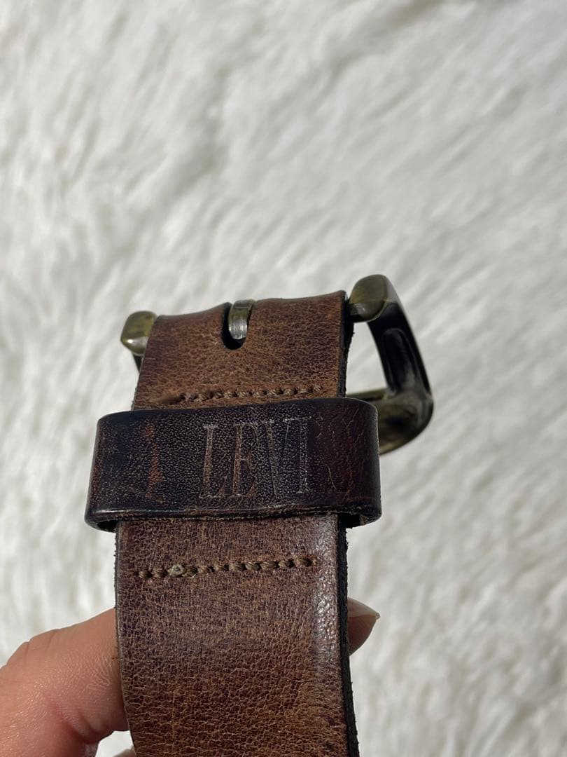 希少　Levi’s リーバイス ベルト USA製 本革 レザー 真鍮バックル