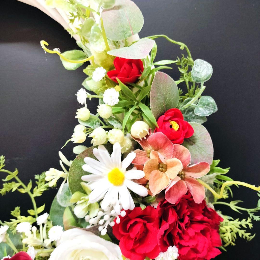 商品名【心愛】ゆきこ♥真っ赤な薔薇とカーネーションのフラワーリース