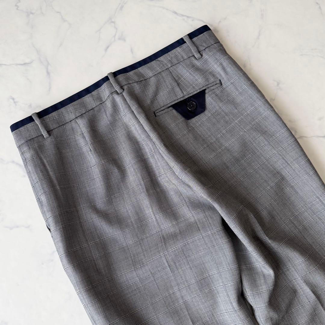 ポールスミス ウール シルク セットアップ パンツスーツ チェック 裏地花柄 L