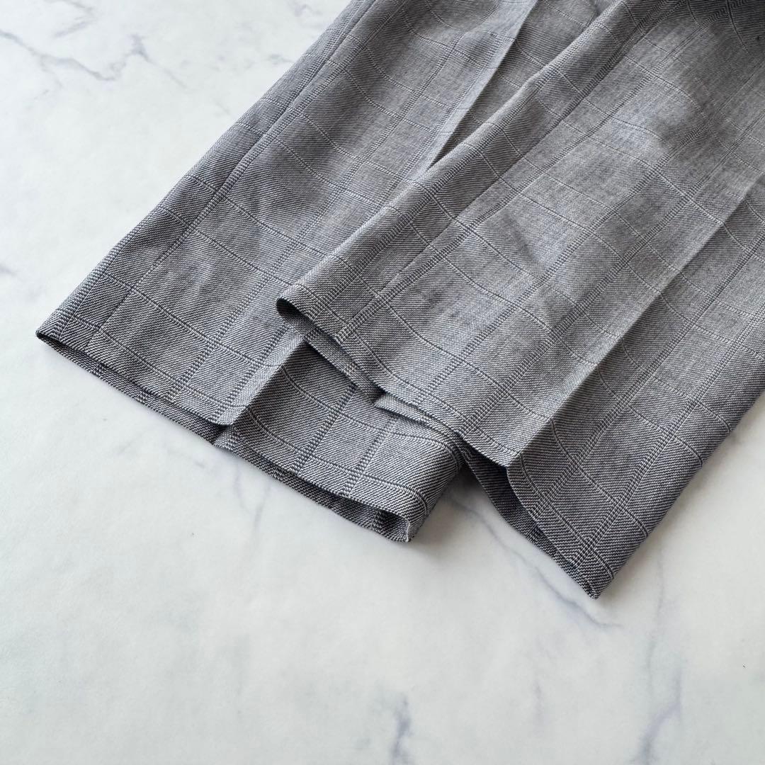 ポールスミス ウール シルク セットアップ パンツスーツ チェック 裏地花柄 L