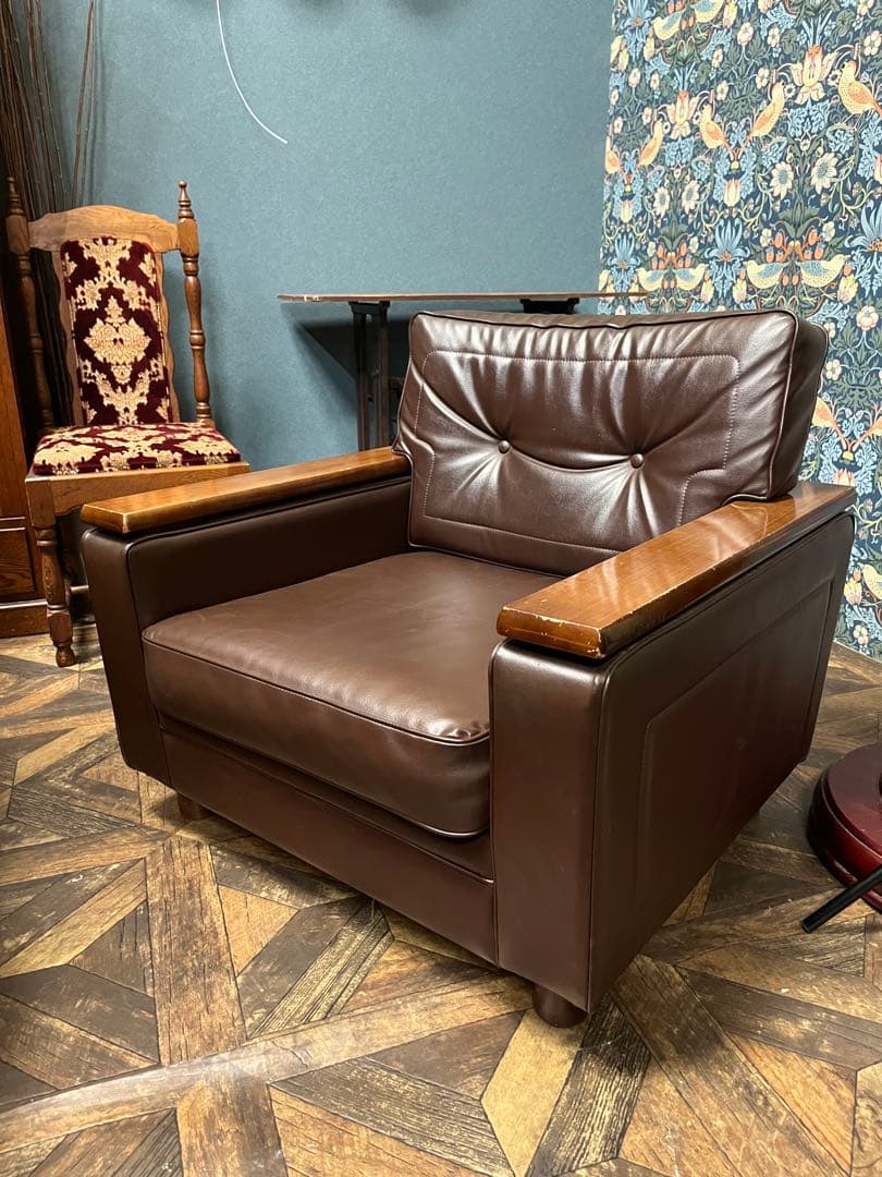 カリモク家具 シングル 1人掛けソファ アンティーク 昭和レトロ 応接