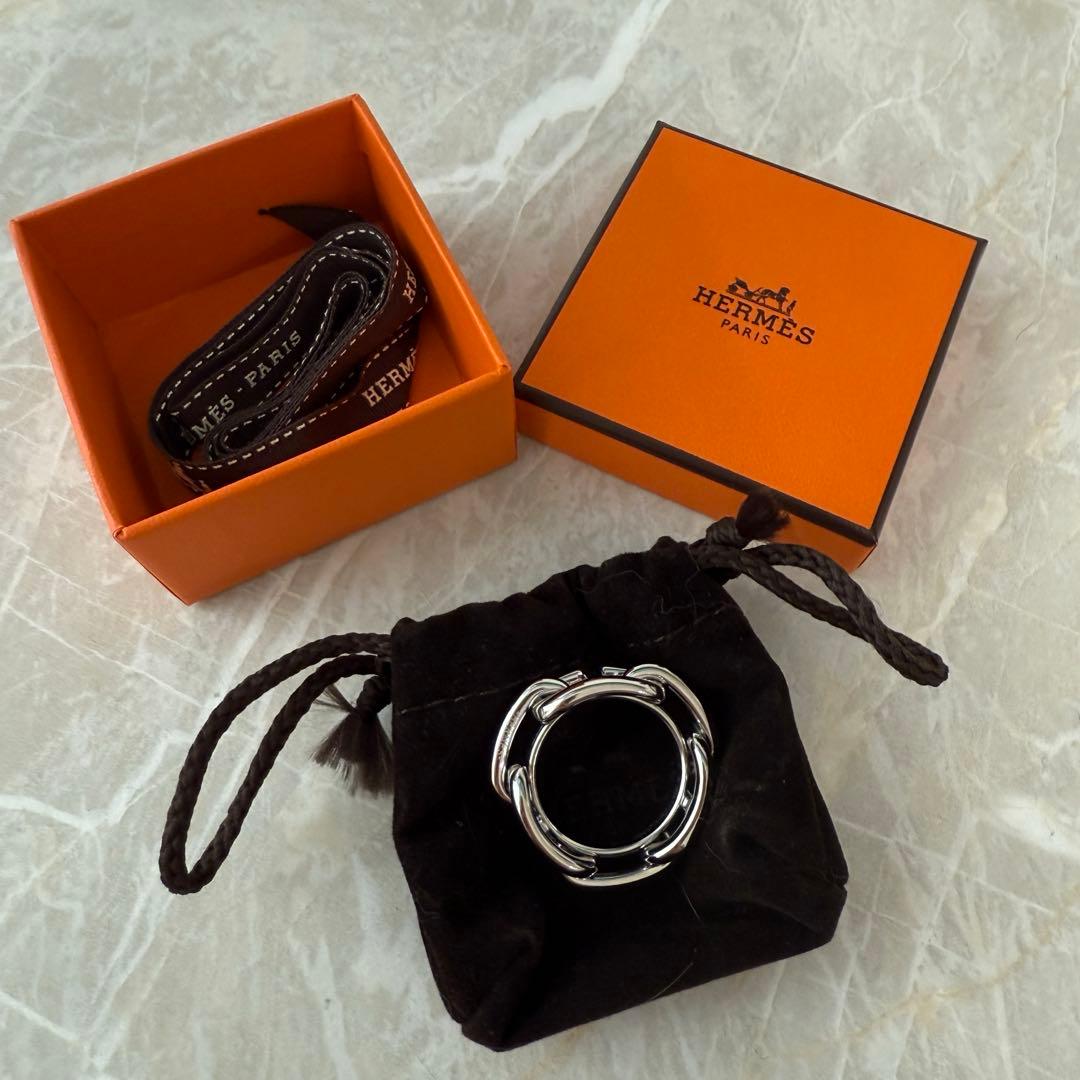 エルメス　HERMES スカーフリング　シェーヌダンクル　シルバー　レガート