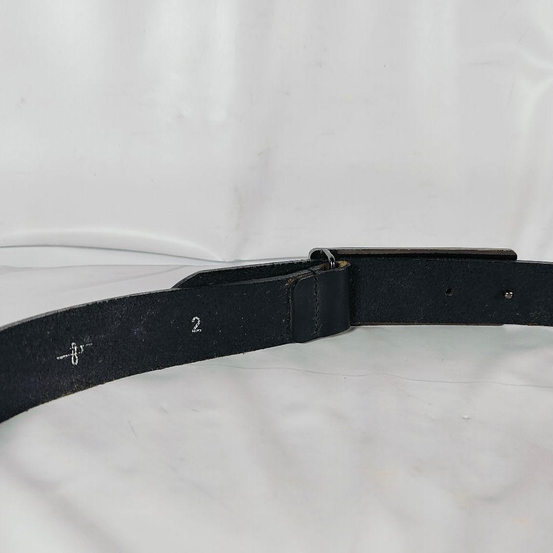 【美品】シルバープレートバックル × ブラックドレスベルト 高級極厚ステアベルト