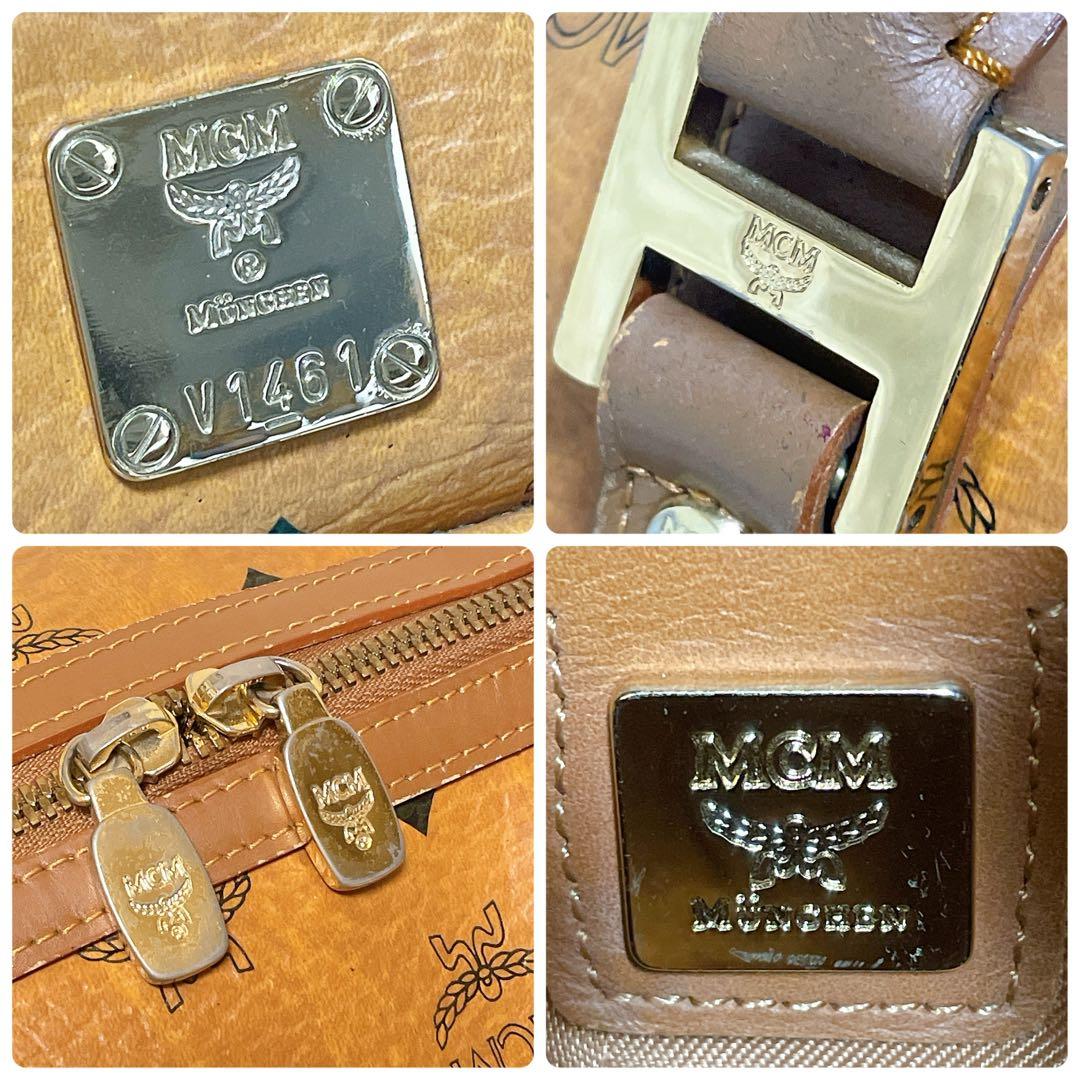 MCM エムシーエム ミニボストン レザー ブラウン ヴィセトス ロゴチャーム