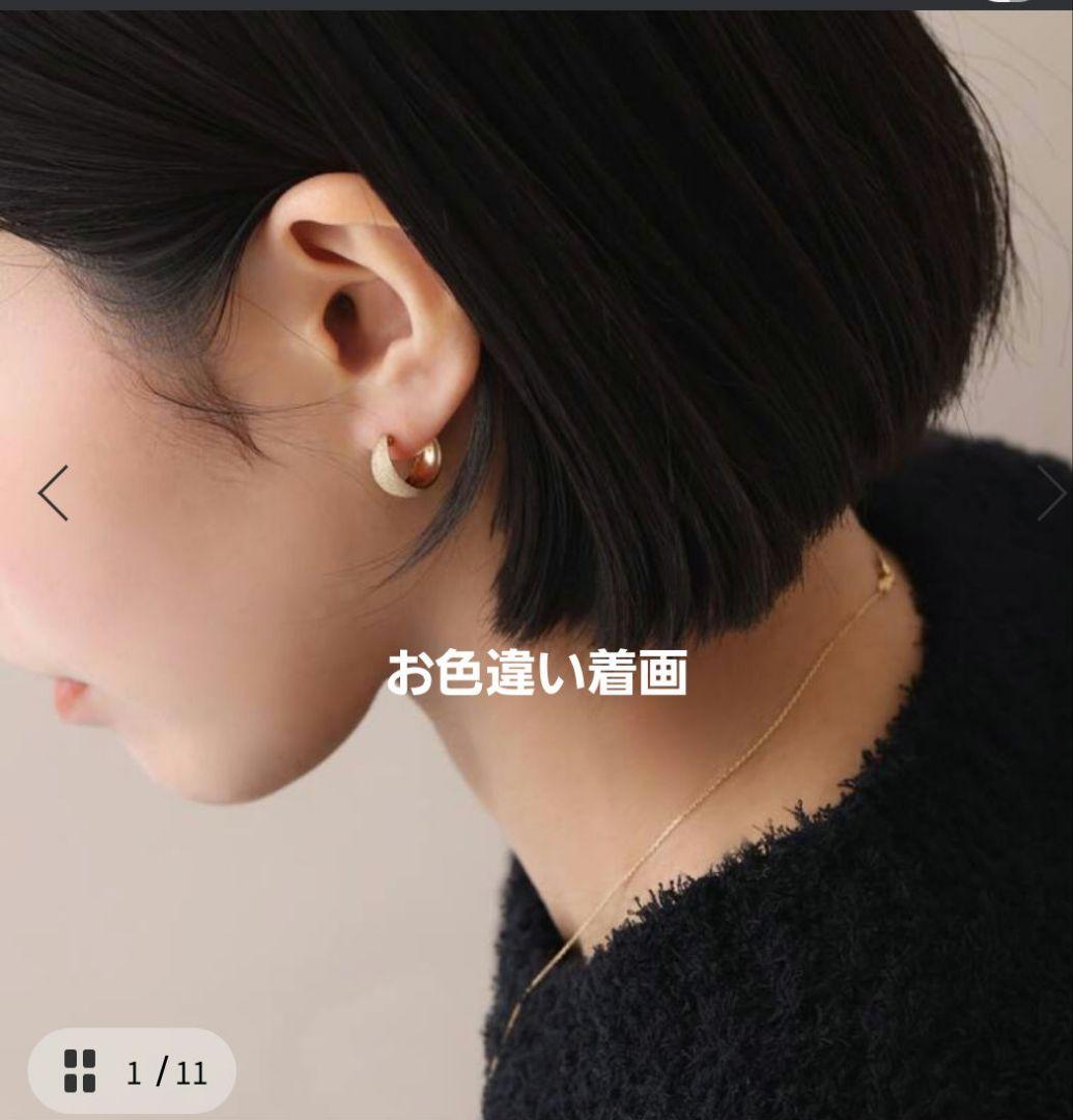 Lilas　三日月ダイヤポイントフープ　ピアス　k10　ホワイトゴールド　両耳