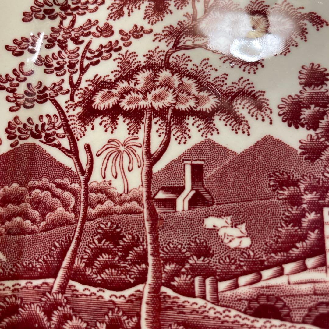 スポード　持ち手付き四角大皿　ピンクタワー　1970年代製Spodeで購入　新品