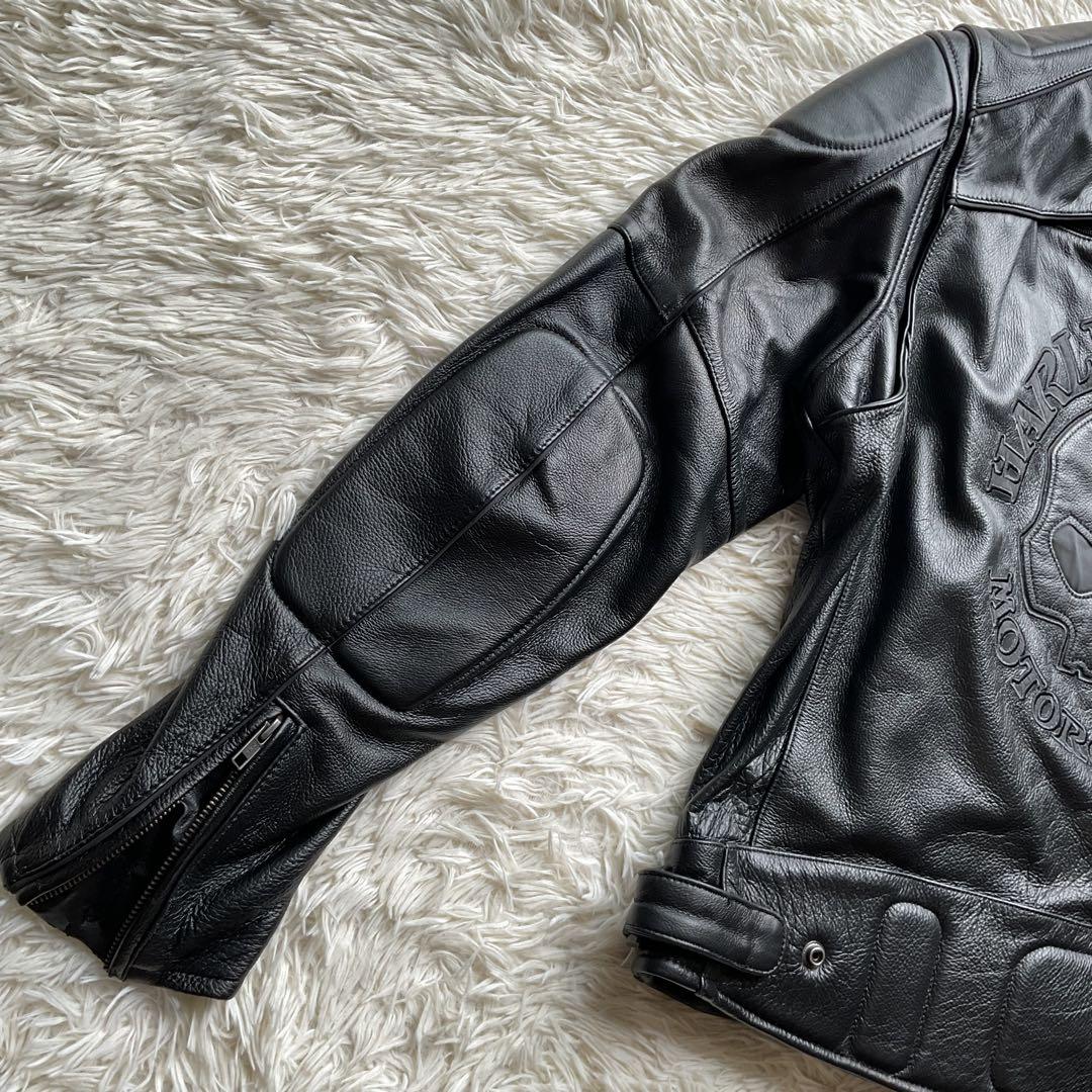 人気✨ハーレーダビッドソン　レザージャケット　シングルライダース　スカル　XL