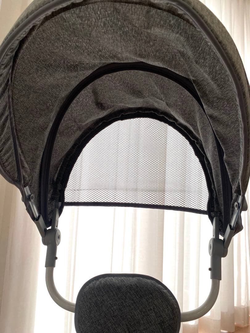 BTM 三輪車 手押し 舵取り棒 ベビーカー 自転車本体 グレー 屋根付き