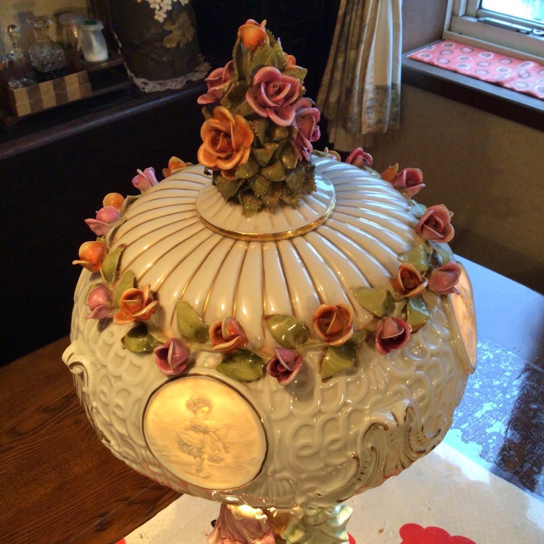 旧東ドイツ王冠マーク アンティークランプ シェイード　フィリギン　人形　照明