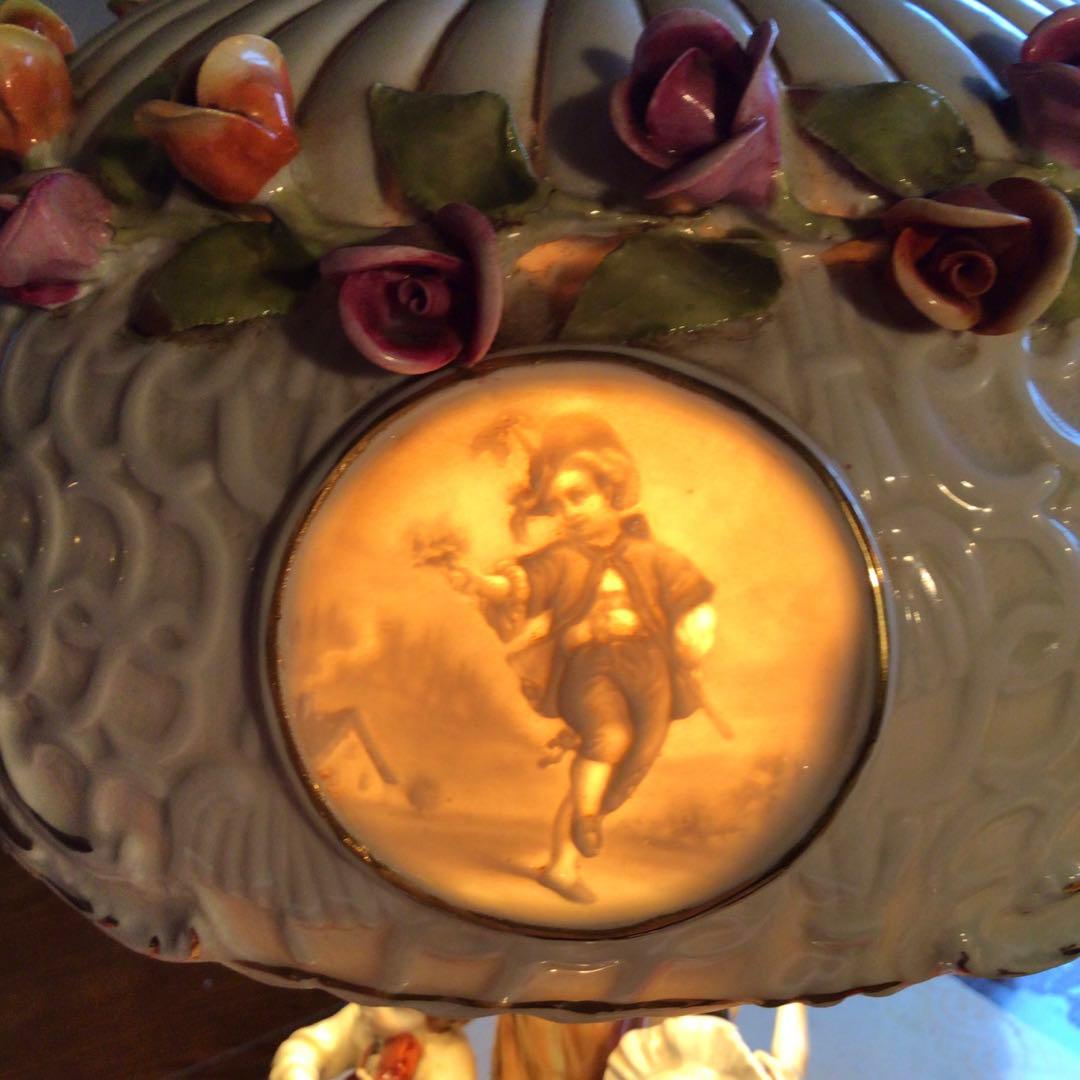 旧東ドイツ王冠マーク アンティークランプ シェイード　フィリギン　人形　照明