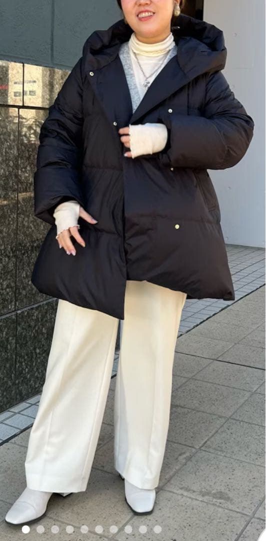 NOLLEY'S（36)撥水ダウンショール風フードコート　ブラック