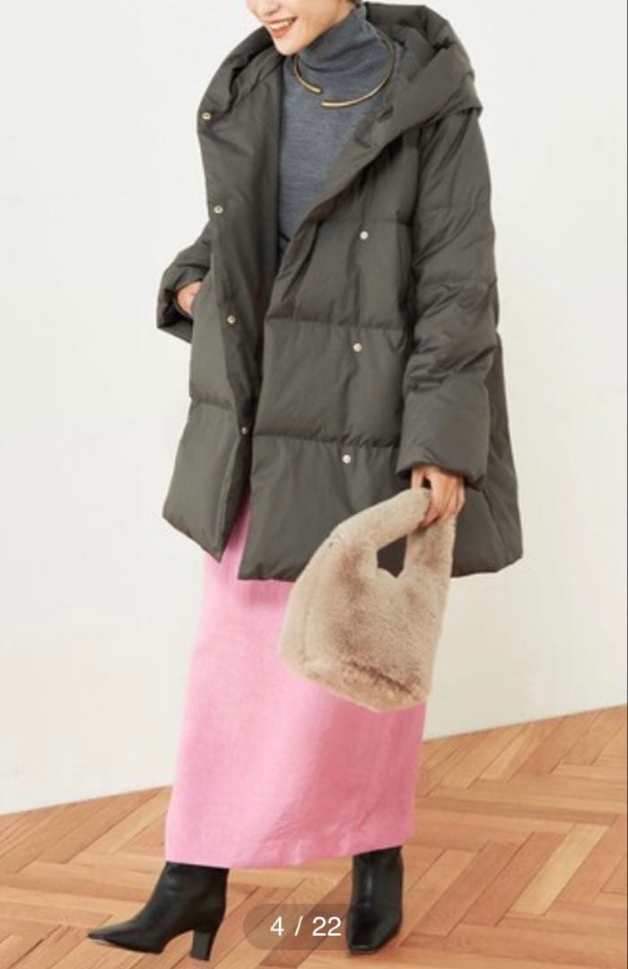 NOLLEY'S（36)撥水ダウンショール風フードコート　ブラック