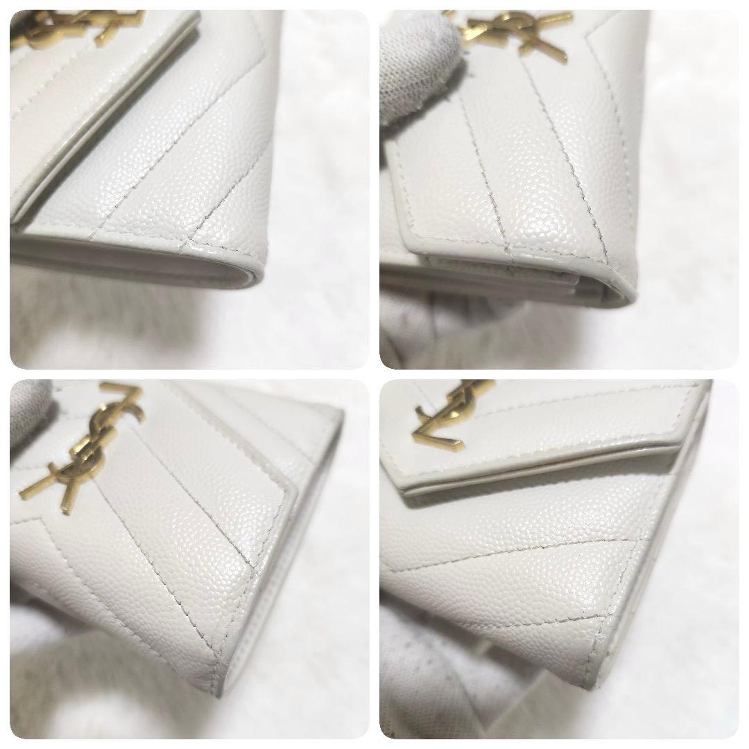 ✨極美品　現行デザイン✨サンローラン　三つ折り　カサンドラ　キャビアスキン