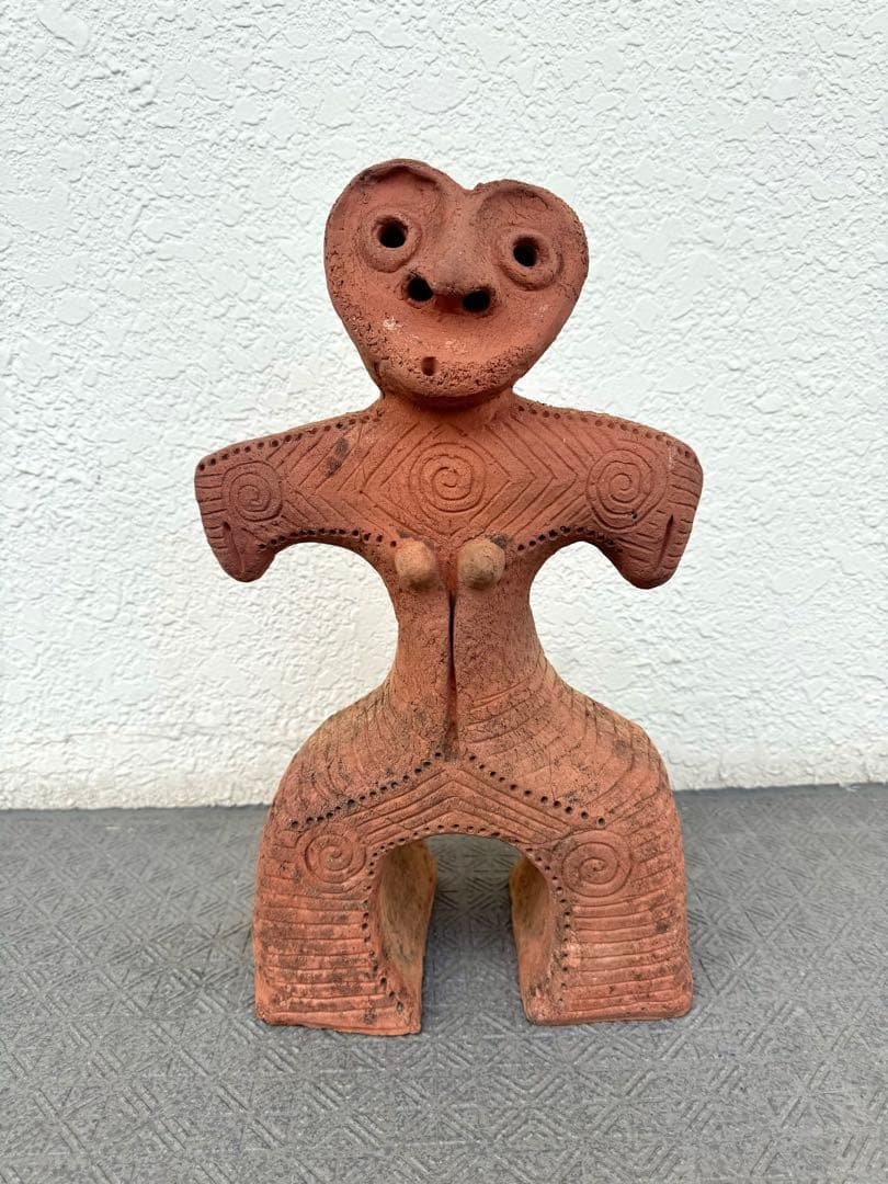 【レア】特大 45cm ハート形土偶 縄文 埴輪 信楽 置物 オブジェ　はにわ