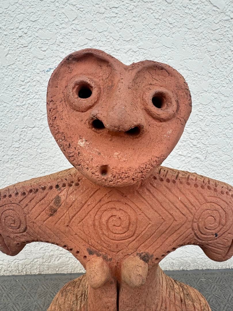 【レア】特大 45cm ハート形土偶 縄文 埴輪 信楽 置物 オブジェ　はにわ
