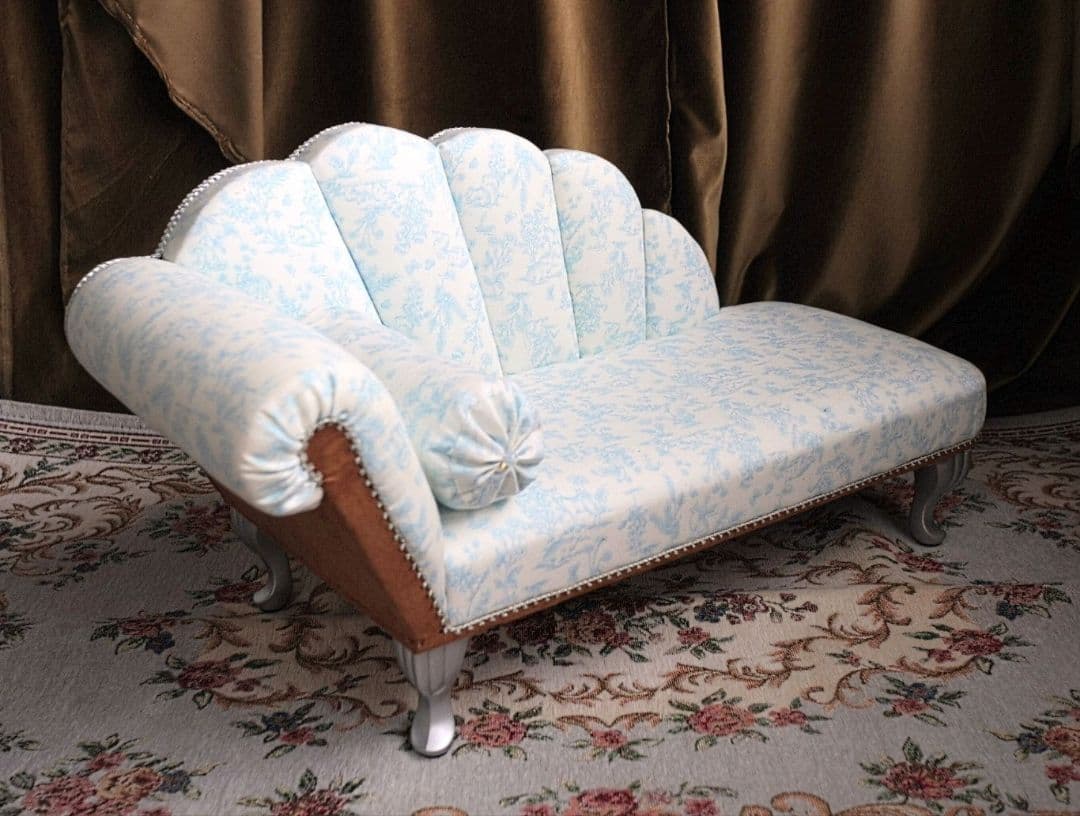 NISTEL 1/3カウチソファ トワルドジュイ風水色