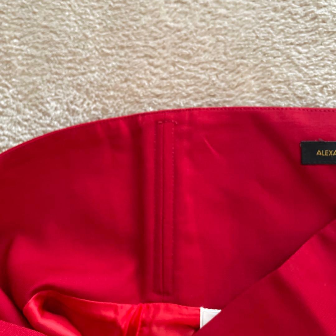 b*様 ALEXANDER MCQUEEN 赤 ハイウエスト ミモレ丈スカート