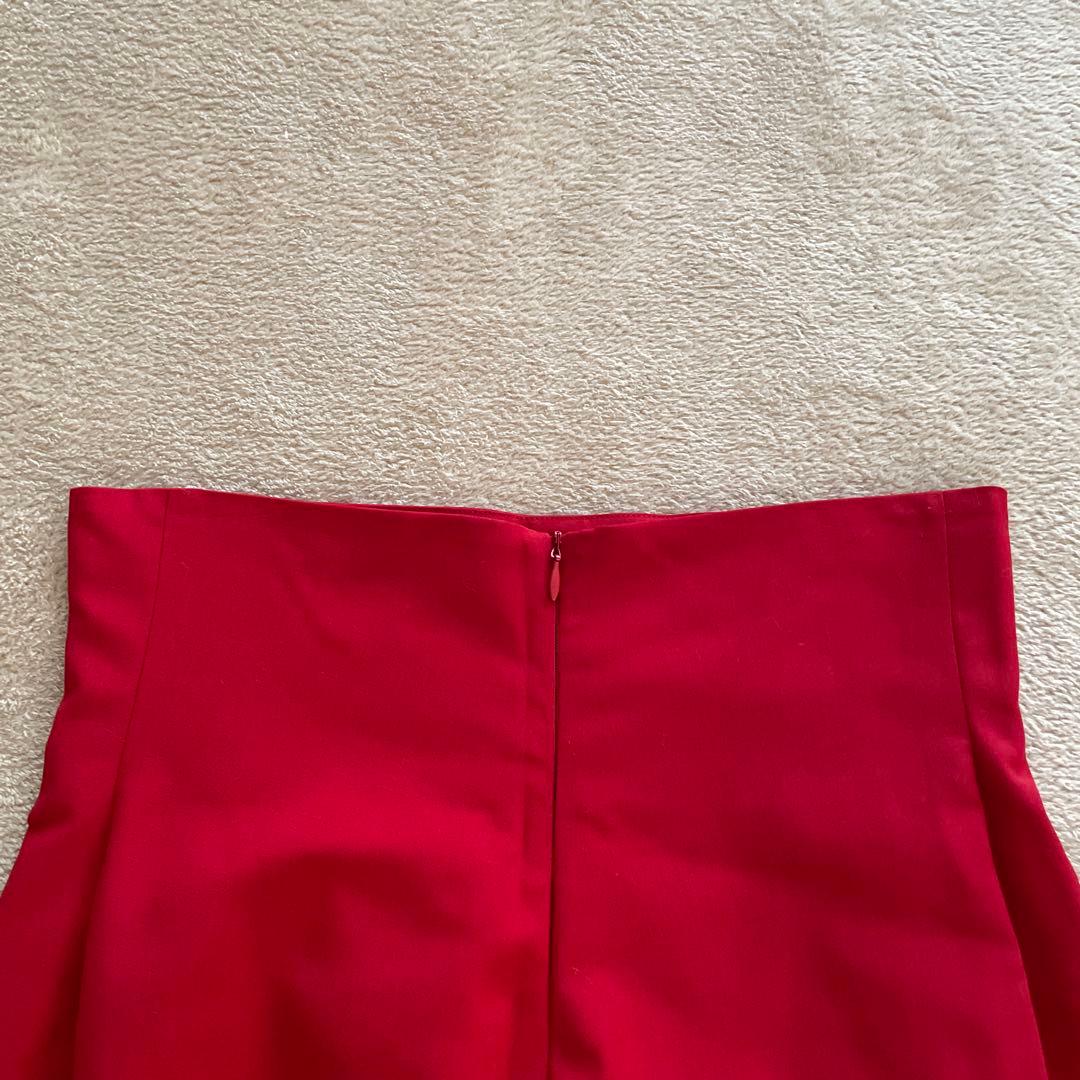 b*様 ALEXANDER MCQUEEN 赤 ハイウエスト ミモレ丈スカート