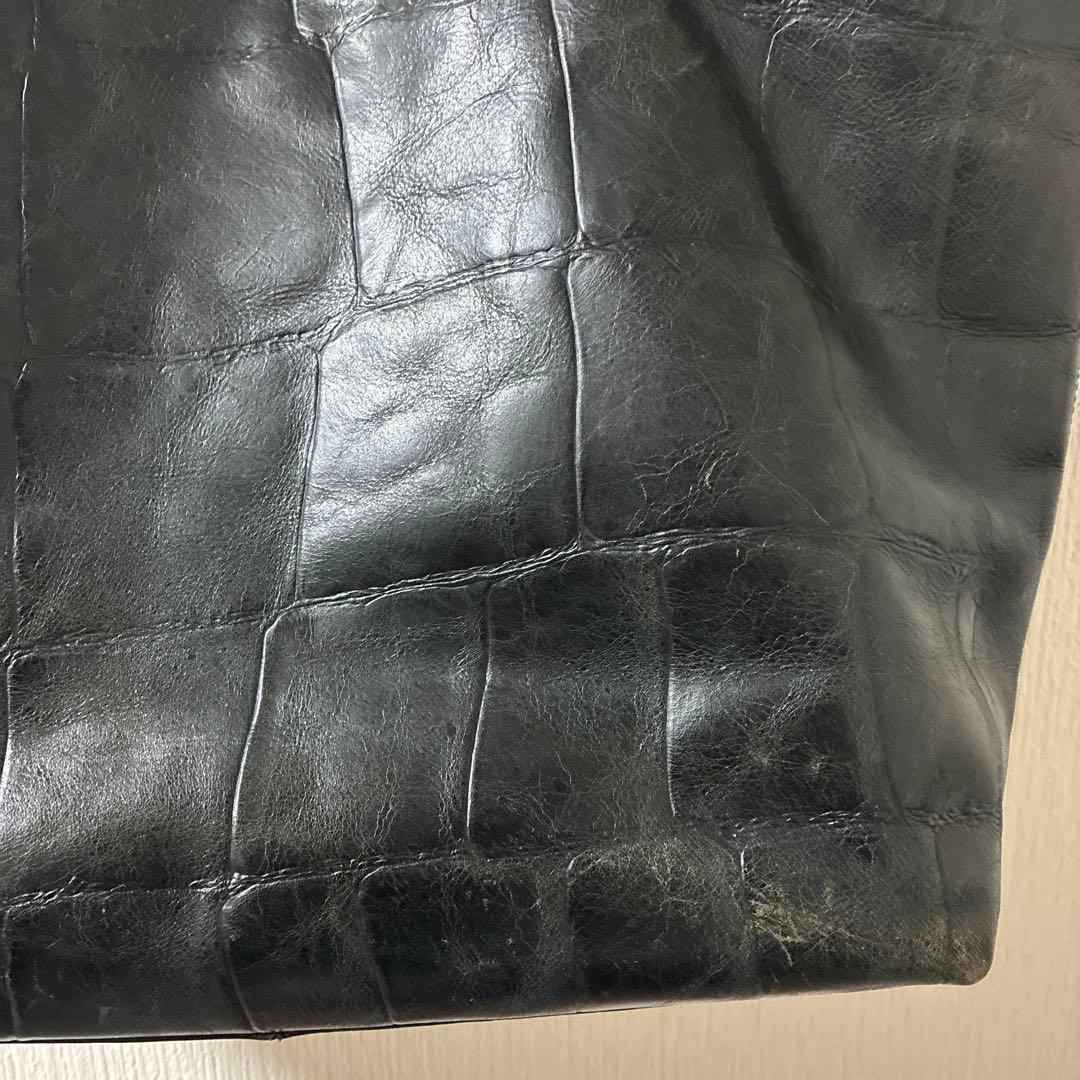 Aniary クロコ押し　アイディアルーレザー　トートバッグ　ブラック