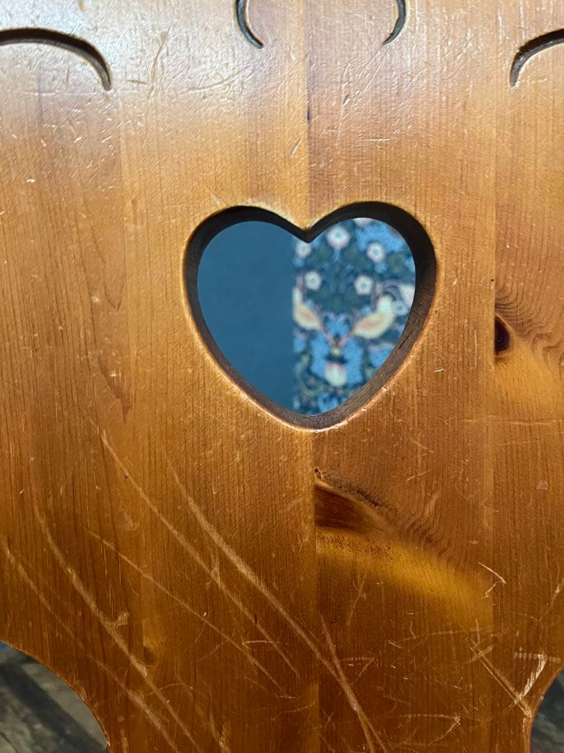 木製カントリー ダイニングチェア 椅子 インテリア ハート型 パイン材