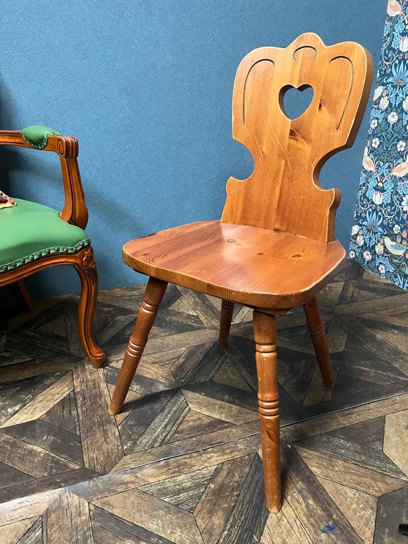 木製カントリー ダイニングチェア 椅子 インテリア ハート型 パイン材