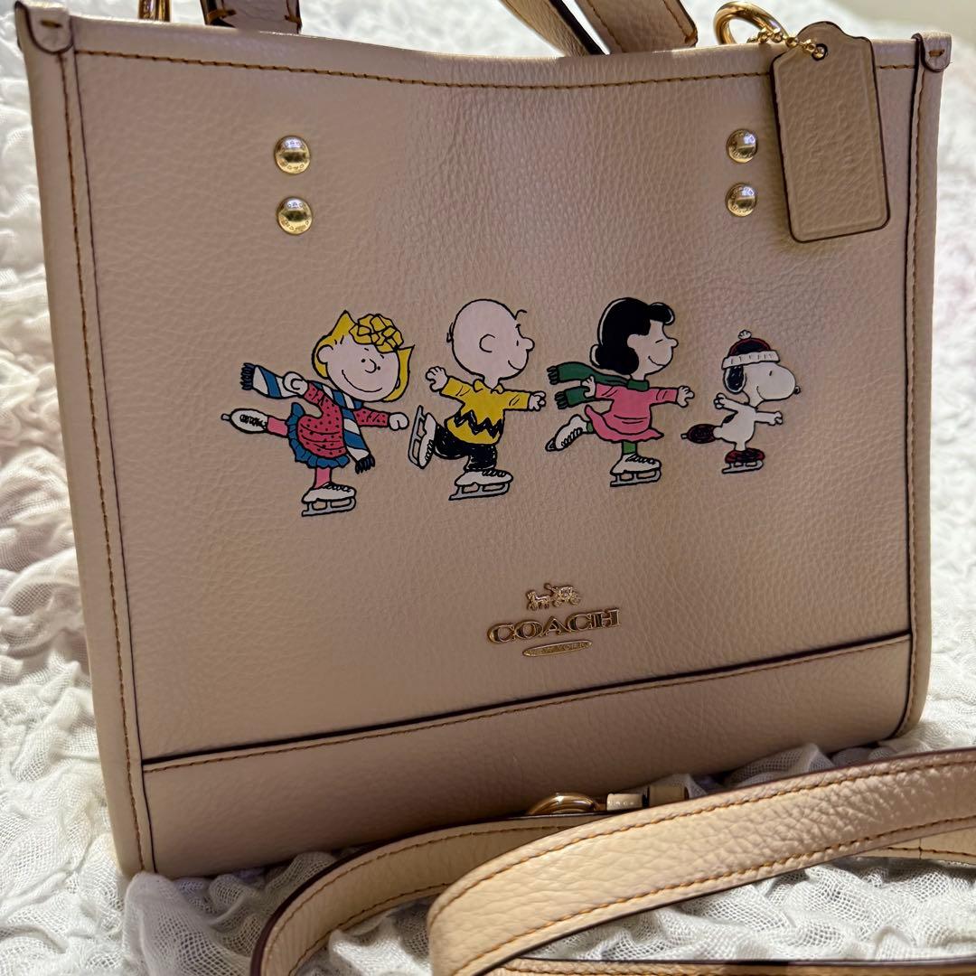 【使用浅 美品】コーチ×ピーナッツ スヌーピーコラボ 2wayトートバッグ