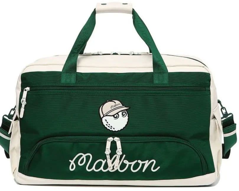 即発送●ボストンバッグ グリーン/アイボリーマルボンゴルフmalbon golf