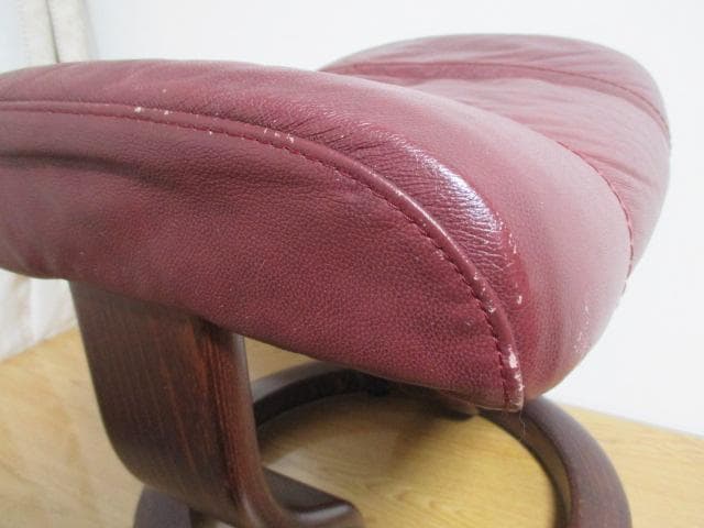 エコーネス　EKORNES　スツール　オットマン　椅子　本革　レザー　レッド系