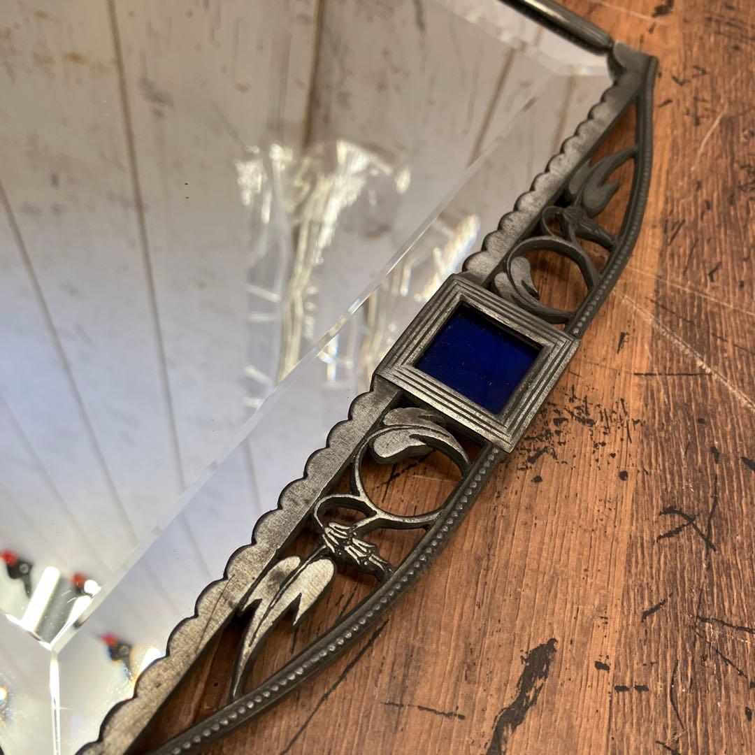 アンティーク ヴィンテージ フレームミラー ウォールミラー ステンドガラス 鏡