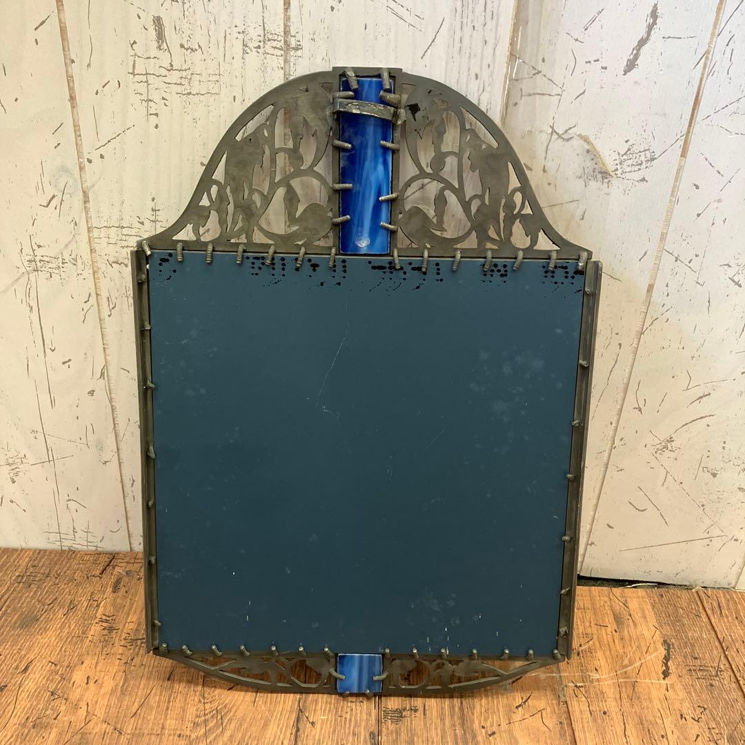 アンティーク ヴィンテージ フレームミラー ウォールミラー ステンドガラス 鏡