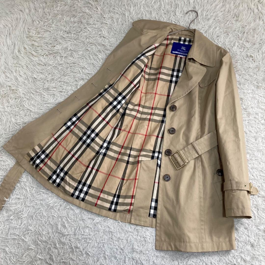 17156✨バーバリーブルーレーベル 40 ノバチェック トレンチコート ベルト