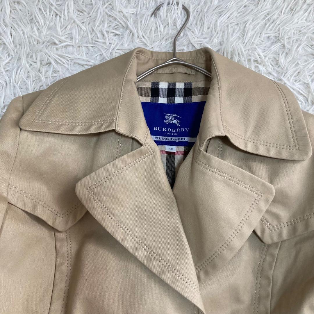 17156✨バーバリーブルーレーベル 40 ノバチェック トレンチコート ベルト
