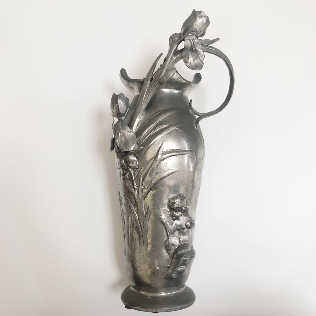 入手困難品 イタリアンアンティーク ピューター 花瓶 錫製 イタリア製